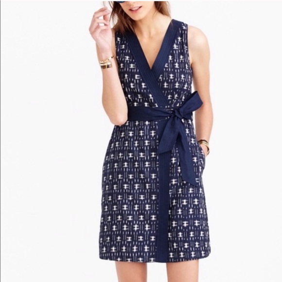 J. Crew Dresses & Skirts - J.Crew Navy Blue Ikat Wrap Dress